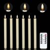 Chamvis Flickering Ivory Flameless LED Battery Operated Taper Plastic Candles 3D Wick Lights 6PK with Remote Control with Timer for Home Decor Hallowe
