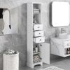 White Tall Bathroom Cabinet, Freestanding Storage Cabinet with 3 Drawers and Adjustable Shelf, MDF Board with Painted Finish