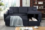 Right-facing sectional sofa with footrest, convertible corner sofa with armrest storage, living room and apartment sectional sofa
