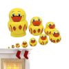 10pcs Russian Stacking Dolls Home Decor Ornaments Handmade DIY Paint Yellow Duck Basswood Russian Dolls Children Birthday Gifts