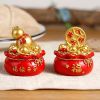 1pc; Pot Of Golden Car Ornament (2.28"×1.97"×1.97"); Home Decoration; Holiday Birthday Gifts