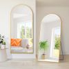Dolonm Arched Full Length Mirror with Stand, 71"x32" Aluminum Alloy Body Mirror, Shatter-Proof Glass Made, Free Standing, Leaning